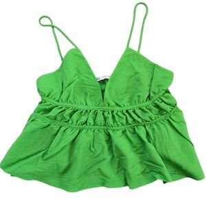Zara Green Spaghetti Strap Top Size Small